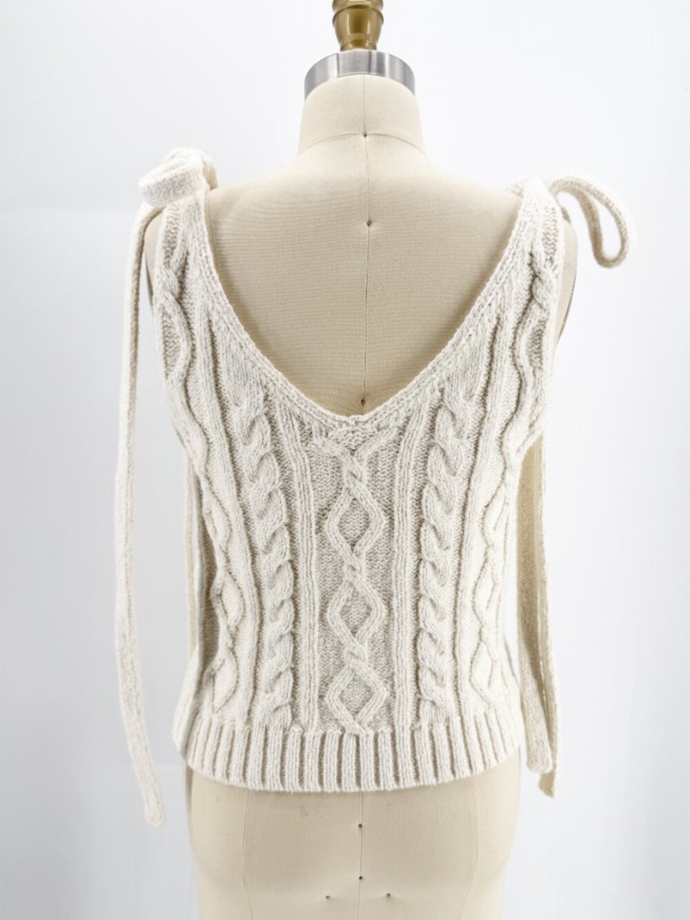 Hellessy Kenai Tank Cable Knit Sweater Top Sh Ties Ivory XS - Picture 4 of 9